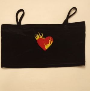 Cropped Spagetti Strap Top w/ Red Heart